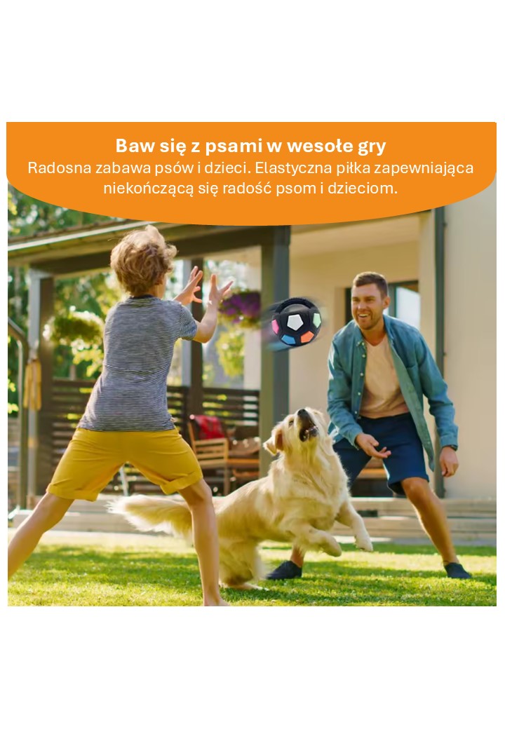 Interaktywna piłka dla psów z uchwytem