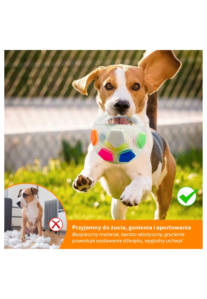Interaktywna piłka dla psów z uchwytem