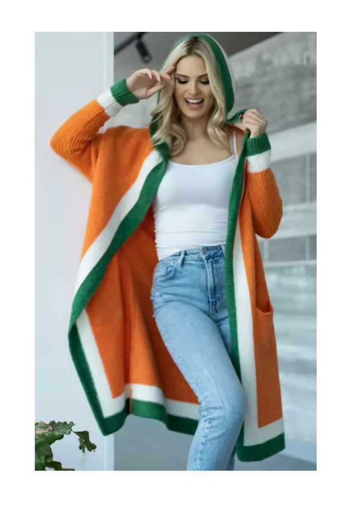 Otwarty kardigan z kolorowym wzorem