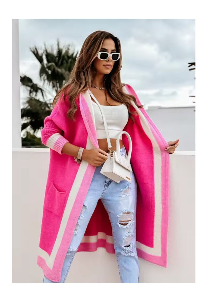 Otwarty kardigan z kolorowym wzorem